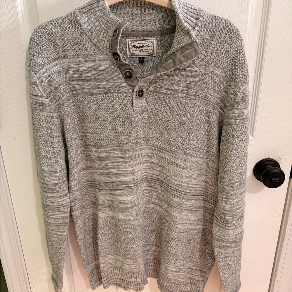 Men's Light Gray Button-Up Sweater NWT